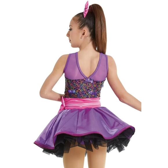 Dance Costume Weissman 12147 Medium Adult Pink Purple Sequin Tutu Jazz Sequin - Picture 4 of 4